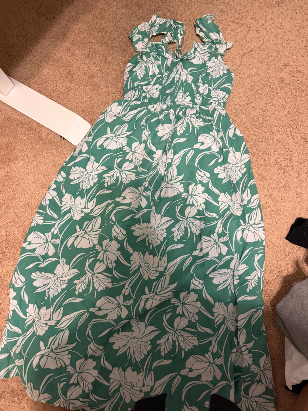 American Eagle  Girls' Green Floral Tie-Shoulder Sundress